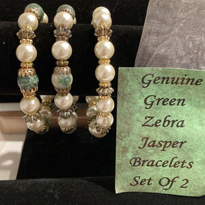 Green Zebra Jasper bracelet set